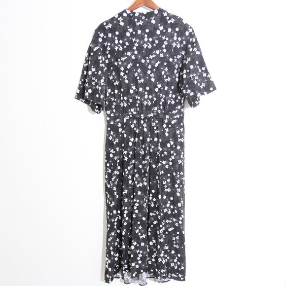 THE KIT. Cobie Midi Shirtdress Black White Primrose Floral Button Front Size 6 - Picture 9 of 13